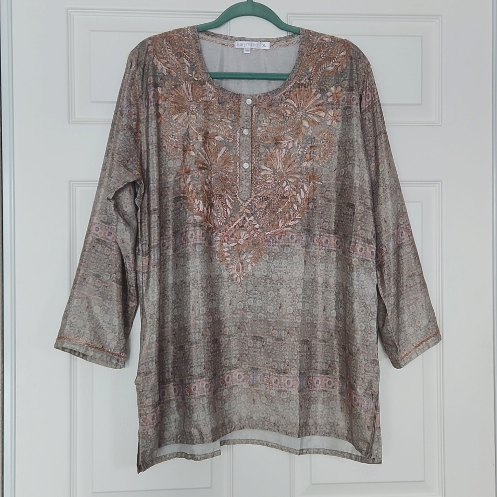 Karyn Seo Silk Blend Top NWOT